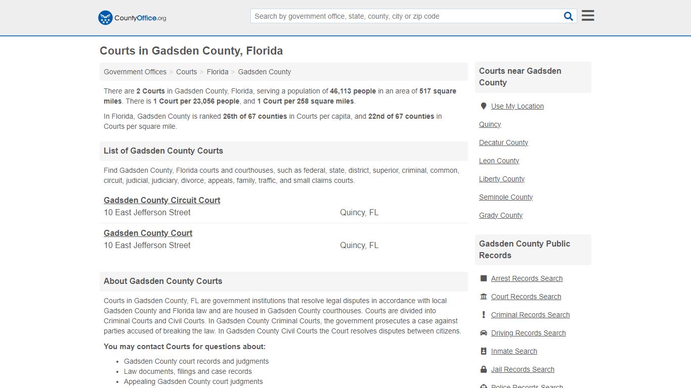 Courts - Gadsden County, FL (Court Records & Calendars)
